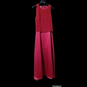 Patra Red Satin  Shimmering Floor Length Sleeveless A Line Formal size 14